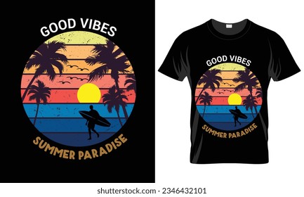 summer t shirt design vector illustration. summer t shirt, summer surfing t shirt. summer sublimation t shirt Vector illustration