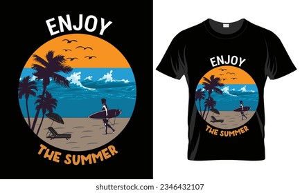 summer t shirt design vector illustration. summer t shirt, summer surfing t shirt. summer sublimation t shirt Vector illustration