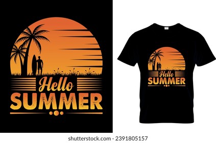 summer t shirt design with vector  graphic