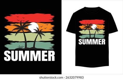 Summer t shirt design. Vector illustration on the theme of Summer, Adventure, Outdoor, Typography, t-shirt graphics.