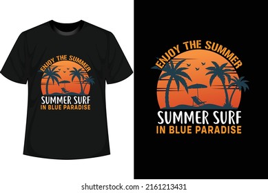 Summer T shirt Design Summer Vintage shirt and Vector Mockup