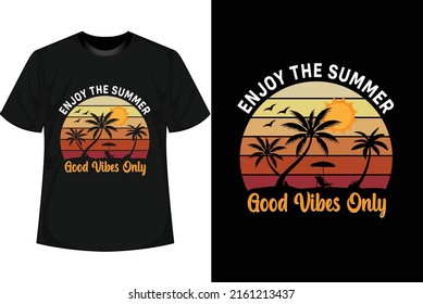 Summer T shirt Design Summer Vintage shirt and Vector Mockup