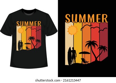 Summer T shirt Design Summer Vintage shirt and Vector Mockup
