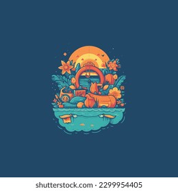 Summer t shirt illustration design