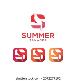 summer tanager logo design template and app icon template
