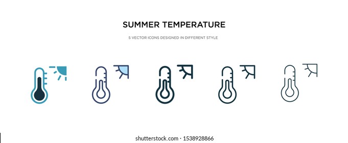 summer temperature icon in different style vector illustration. two colored and black summer temperature vector icons designed in filled, outline, line and stroke style can be used for web, mobile,