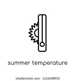 summer temperature icon. Trendy modern flat linear vector summer temperature icon on white background from thin line Summer collection, outline vector illustration