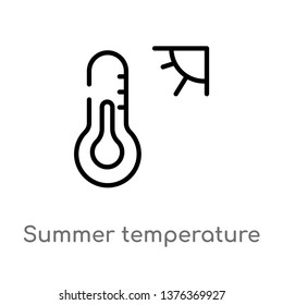 summer temperature vector line icon. Simple element illustration. summer temperature outline icon from summer concept. Can be used for web and mobile