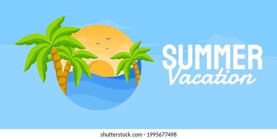 Summer template for banner, social media, greeting card. vector illustration
