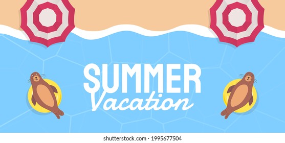 Summer template for banner, social media, greeting card. vector illustration