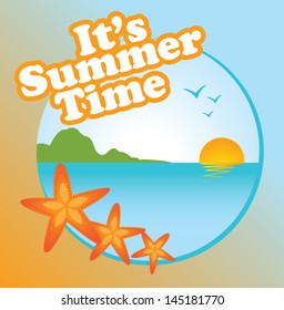 Summer template design, It's summer time, vector illustration