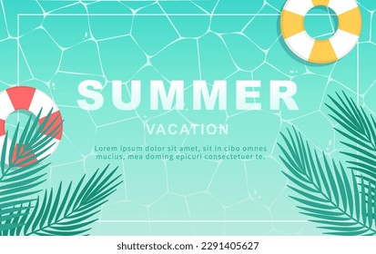Summer template ocean background with swim ring.