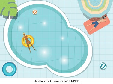 summer template on the background of the pool . view from above. Design of advertising banners. vector illustration.