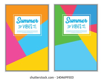 Summer template set, summertime vacation quotes with fun season illustrations. Ideal for greeting card, party invitation, flyer or poster.