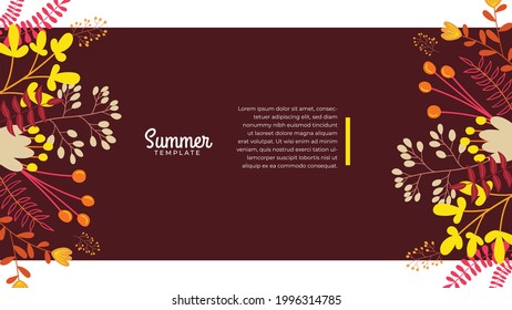 Sommervorlage für Social Media Post. Sommerhintergrund mit floraler Dekoration