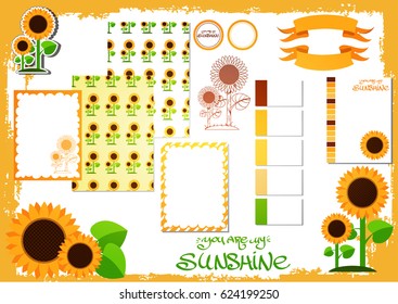 Summer template with sunflowers to create posters, leaflets, calendars.