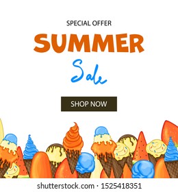 Summer template for your text. Cartoon style. Vector