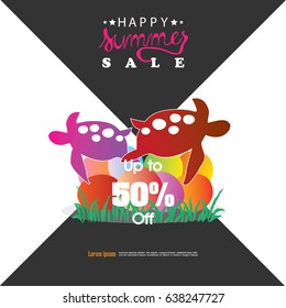 summer template.summer poster with sea animals. vector illustration.