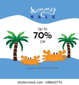 summer template.summer poster with sea animals. vector illustration.