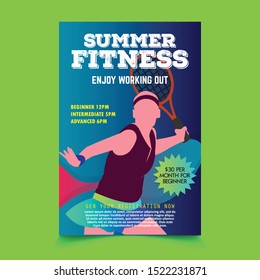 Summer Tennis Fitness Poster Vector Template