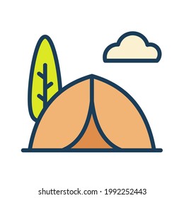 icono aislado de tienda de verano con estilo de línea rellena