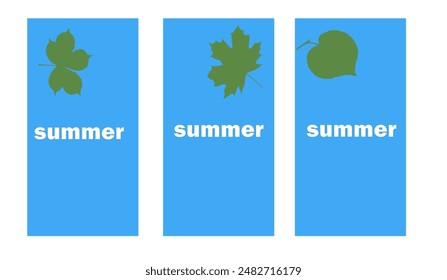 Texto de verano tres fondos azules