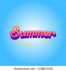 Summer Text 3D Blue Background
