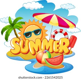 Summer text banner template illustration