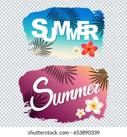 Summer Text With Blot Gradient Mesh, Vector Illustration