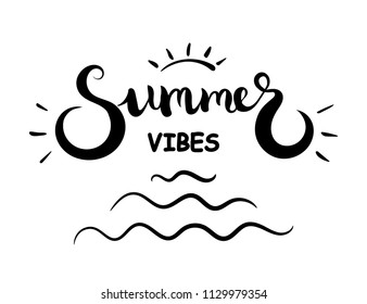 Summer text. Brush calligraphy. Vector illustration