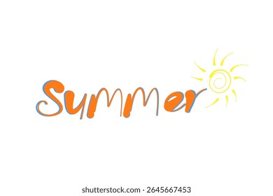 texto de verão com ícone colorido do sol sem fundo