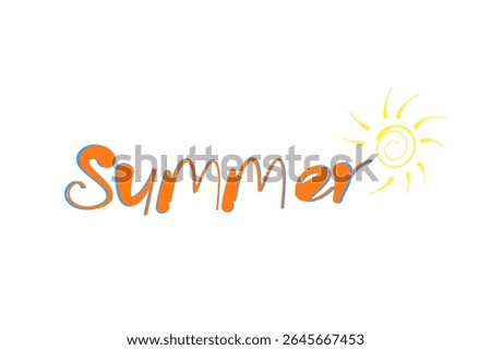 summer text with colorful sun icon without background