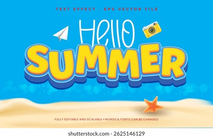 Summer text effect design banner with yellow background