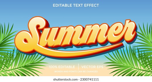 efecto de texto de verano estilo de playa editable y texto de vacaciones