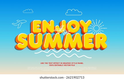 Summer text effect editable typography template for happy summer