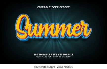 estilo gráfico de efecto de texto de verano