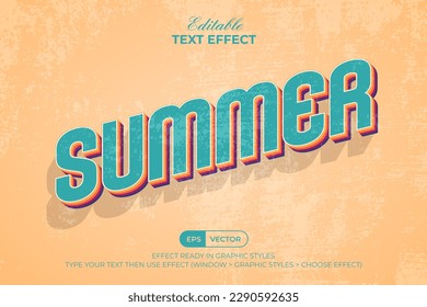 Summer text effect vintage style. Editable text effect.