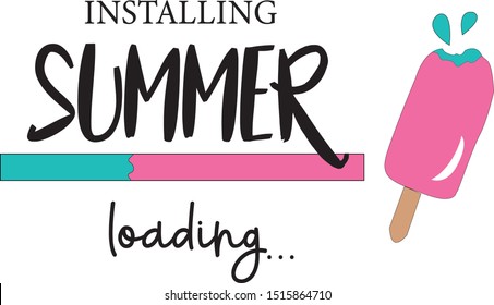 Summer text and ice cream drawing / Vector illustration design for fashion graphics, slogan tees, t shirts, prints, stickers and other uses. - Vektör
