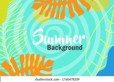Summer text  and line leaves Background vector for invitation, poster event.