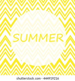 Summer text on yellow zigzag background