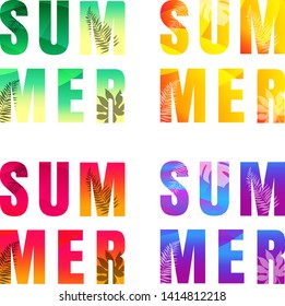 Summer Text Set Isolated White Background, Vector Illustration