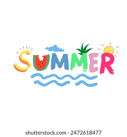  summer text vector design for summer suitable for holiday stickers, templates, holiday decorations, holiday symbols