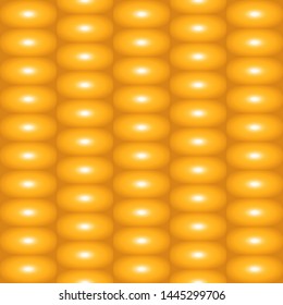 Summer texture of food corn. Seamless pattern fresh pulp of corn on the yellow background. Vector illustration