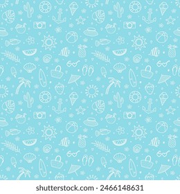Summer texture with hand drawn elements. Creative holiday background. Vector illustration