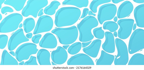 Summer. The texture of the water surface. Underwater background. Wave effects. Blue underworld. Ocean, sea. Diving. View from above. Vector illustration of nature.