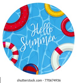 Summer theme background with safety floats on water illustration