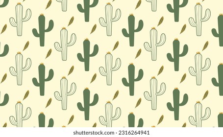 summer theme cactus and leaves background