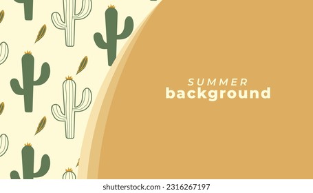 summer theme cactus and leaves background with orange color