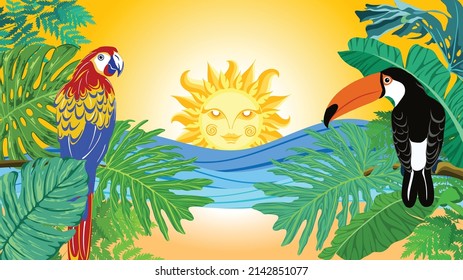 Concepto de tema de verano, ilustración de elementos de verano 