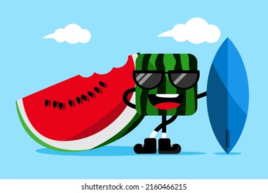 summer theme. cute watermelon in summer. suitable for children's drawings and designs in summer. eps file